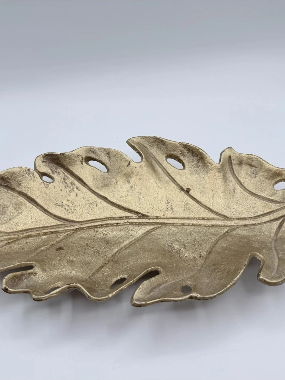 Vintage Iron Gold Leaf Decorative Tray - Brand Unbranded